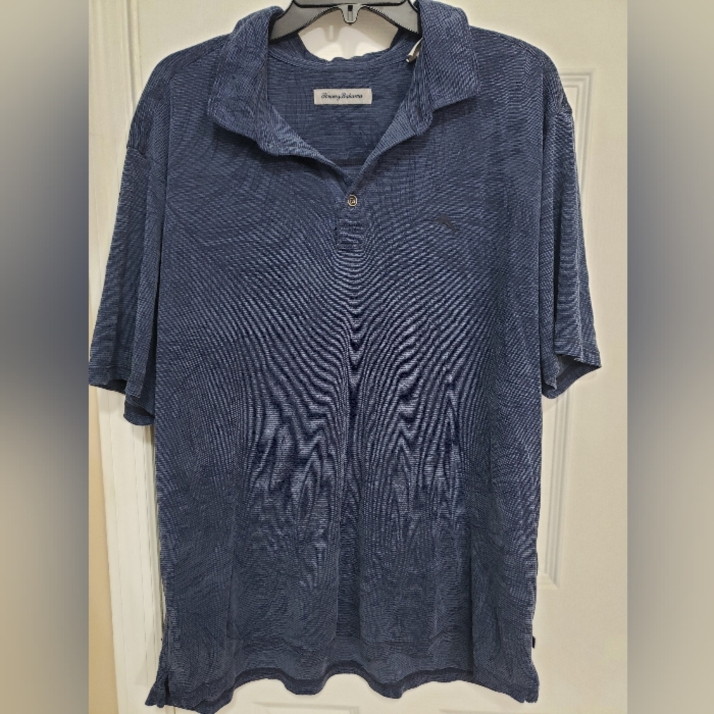 Tommy Bahama Textured Navy Polo Shirt Size 2X